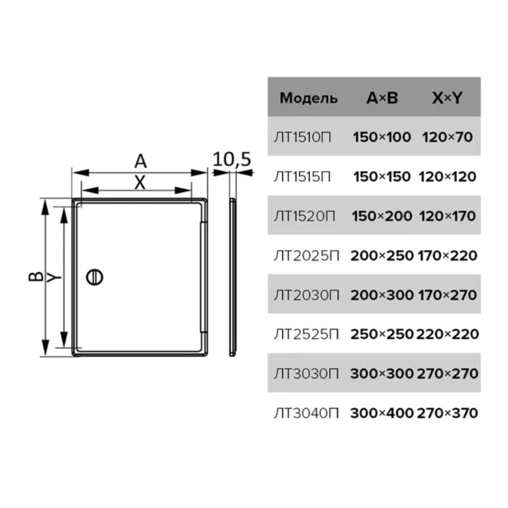 Лючок вентиляционный пластик, 300х300 мм, с ручкой-задвижкой, Эра, ЛТ3030П