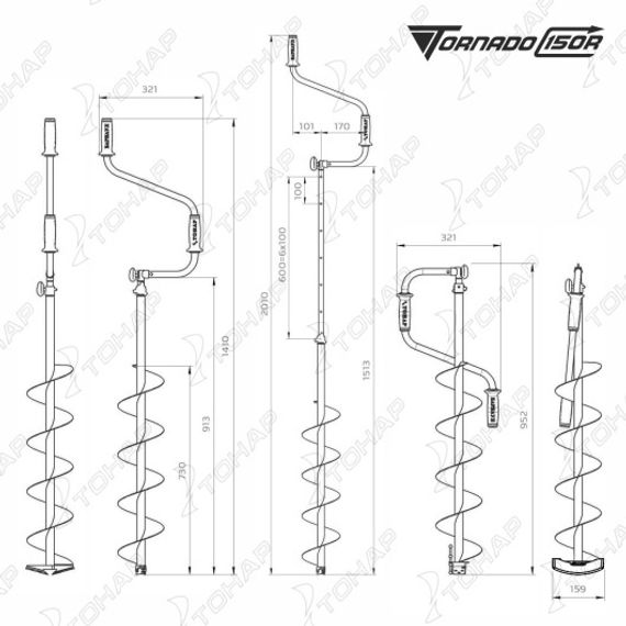 Ледобур ТОРНАДО-М2 150R правое вращение, без чехла (LT-150R-1) Тонар (0)