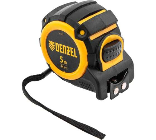 Рулетка Denzel 3 м, 13 мм, двухкомп. корпус, кнопка-пауза