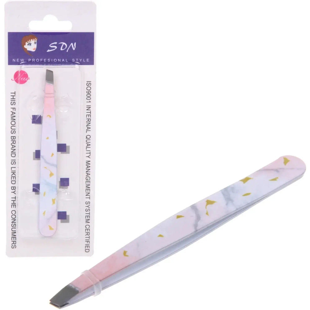 Пинцет для бровей из нержавеющей стали на блистере «Bon Kapriz SK», скошеный, цвет как на фото, 9,5см