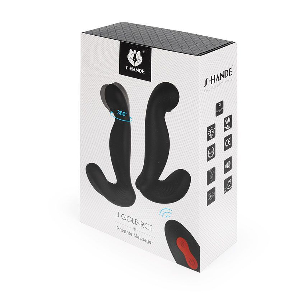 Черный вибростимулятор простаты JIGGLE-RCT (Цвет: черный)