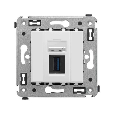 USB 3.0 розетка одинарная в стену, тип А-А, "Avanti", "Белое облако"