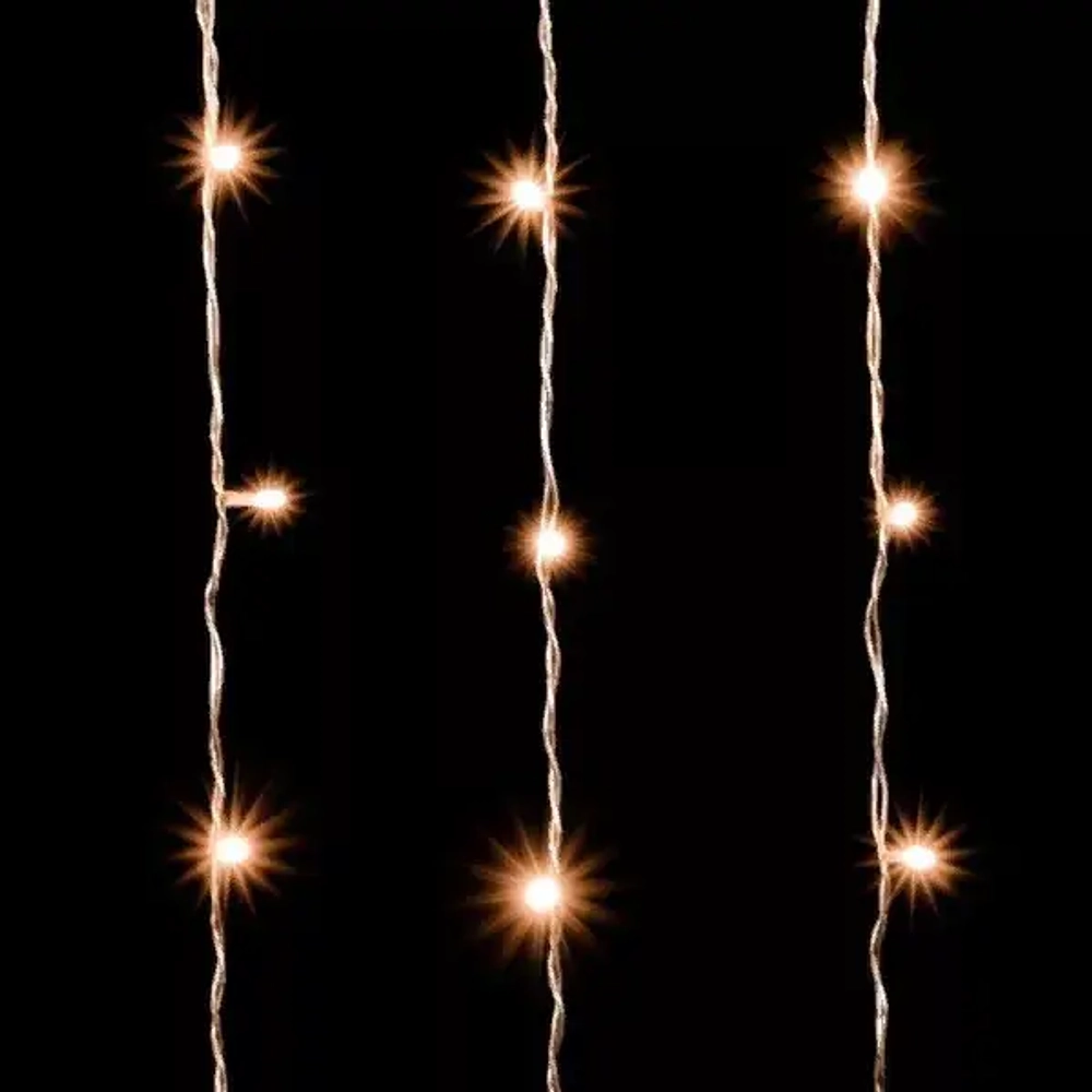 Светодиодный занавес 2*3 м., 600 теплых белых LED ламп, облегченный, прозрачный провод ПВХ, LTC (PCL600NOT-10-2WW)