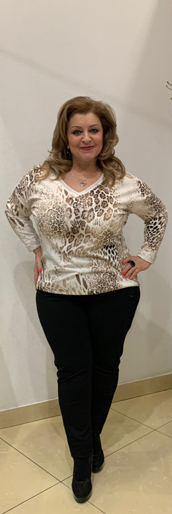 Блузон с серебристой надписью и леопардовым принтом