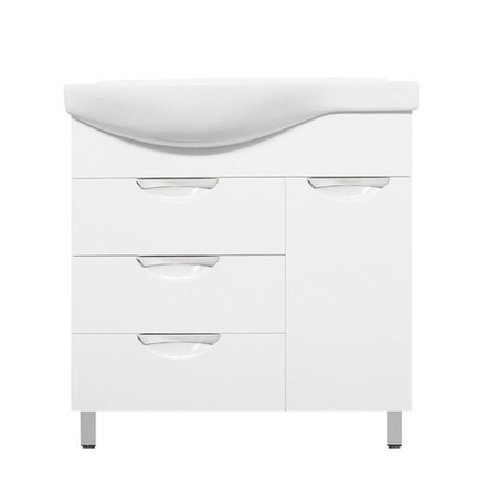 Тумба Жасмин 82 (3 ящ.) с корзиной, Коралл 82, правая