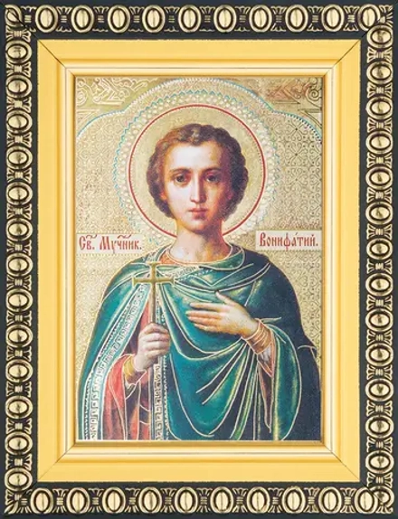 Икона "Вонифатий Тарсийский" 6х9 в раме 8х11