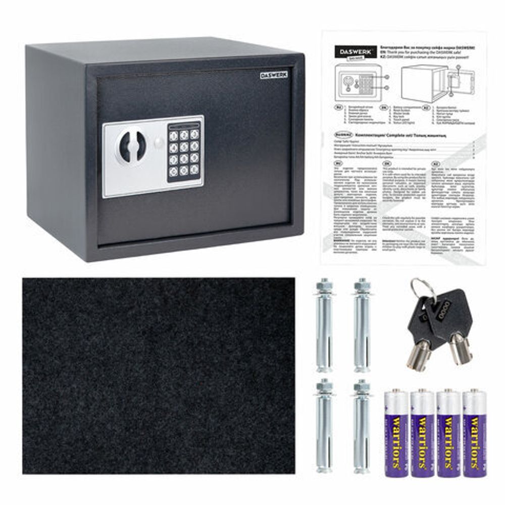 Сейф мебельный DASWERK SC-250EL (250х350х250 мм), электронный замок, графит, 291343
