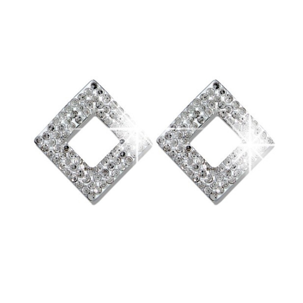 Серьги для ушей BIOJOUX BJT923 Open Square White Pave' Strass 12mm Италия
