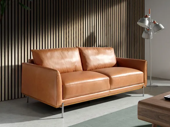 Трехместный диван Angel Cerda 5607-3P, коричневая кожа