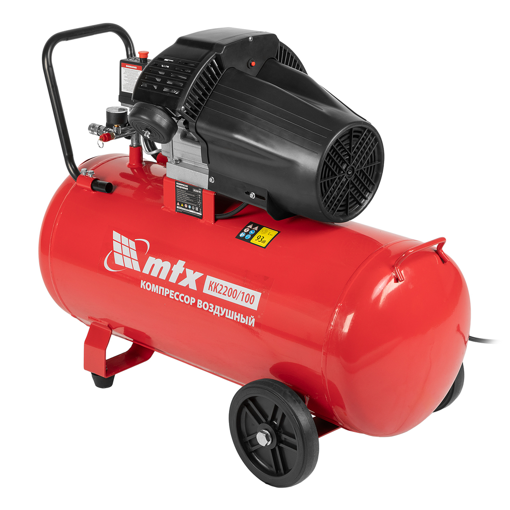 MTX Компрессор воздушный КК-2200/100 маслянный 2,2кВт 350л/мин 100л прямой привод