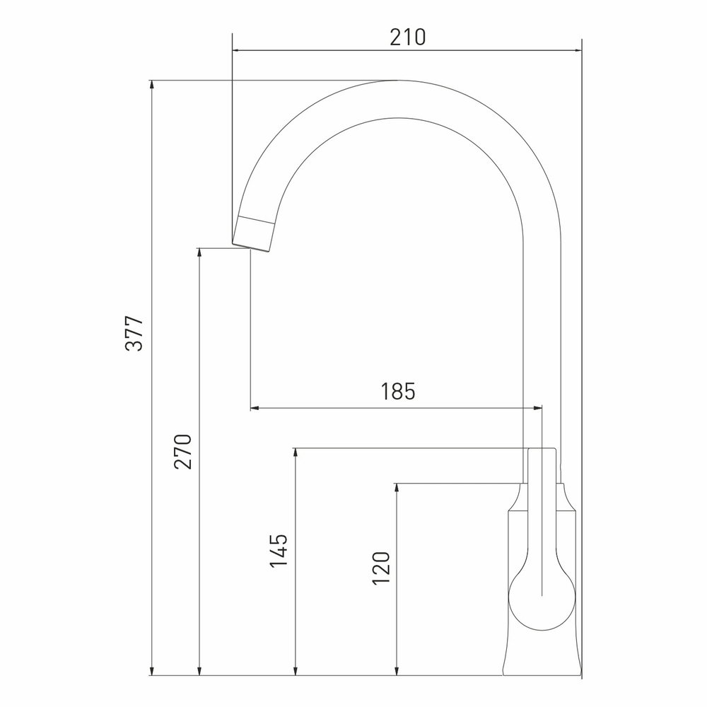 Смеситель для кухни 35k MIXLINE ML22-032 "Round" высокий излив боковая ручка