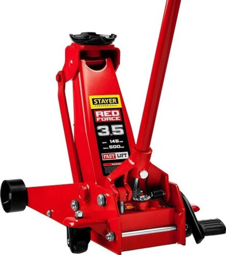Домкрат подкатной STAYER F-35 3.5т 145-500мм с высоким подъемом для сто 43155-3.5