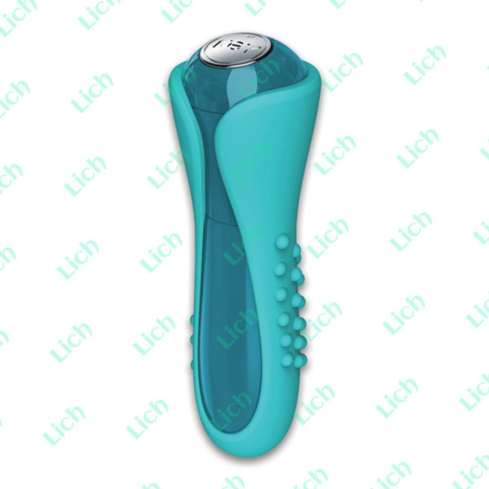 Голубой мини-вибратор с двумя сменными насадками Io Key