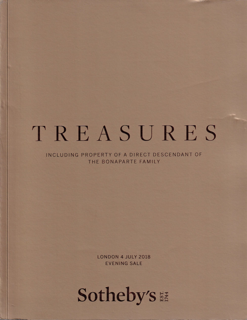 Каталог аукциона Christie’s, Лондон, Сокровища семьи Бонапарта от 4 июля 2018 года