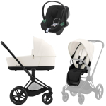 Коляска 3 в 1 Cybex Priam IV Matt Black complete и автокресло Aton B2 i-Size Volcano Black Off White