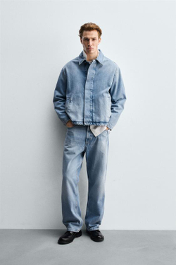 ZARA ДЖИНСЫ STRAIGHT FIT, СИНИЙ