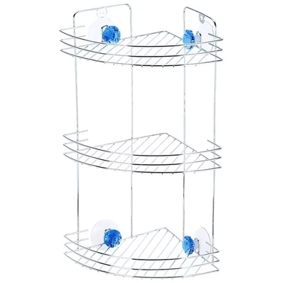 Полка угловая трехъярусная W2672С Бриллиант, синий, размер:19*19*40см (крепление: присоски