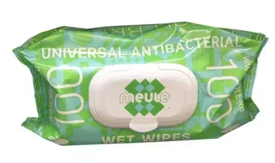 MEULE Влажные салфетки 100шт с клапаном WET WIPES ANTIBACTERIAL/UNIVERSAL/FRESH BREEZE*10