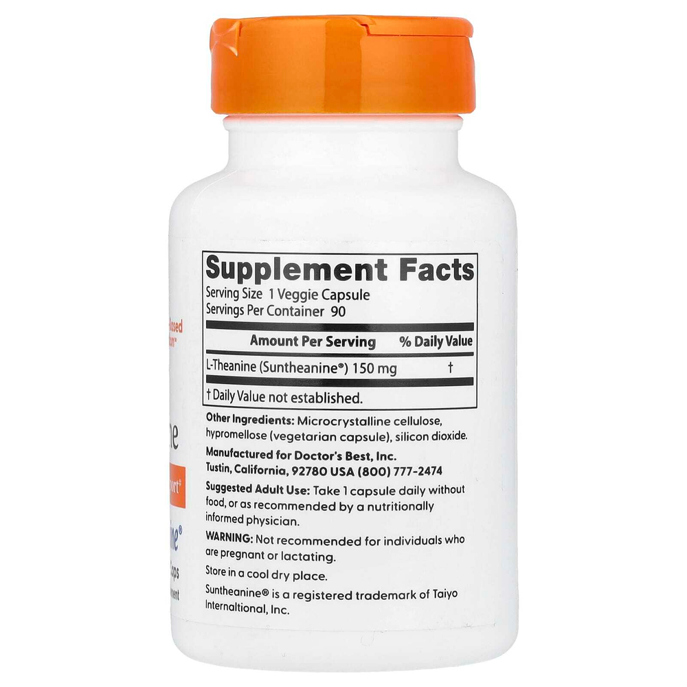Doctor's Best, L-теанин с Suntheanine, 150 мг, 90 вегетарианских капсул