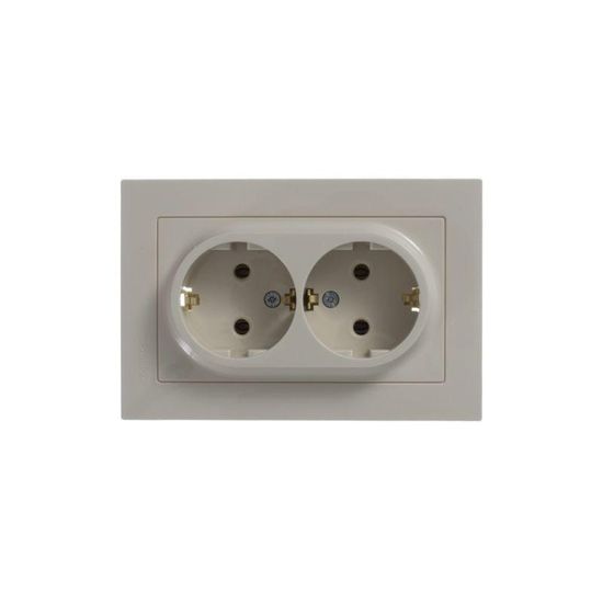 Розетка 2-м СП AtlasDesign 16А IP20 с заземл. в сборе беж. SE ATN000224