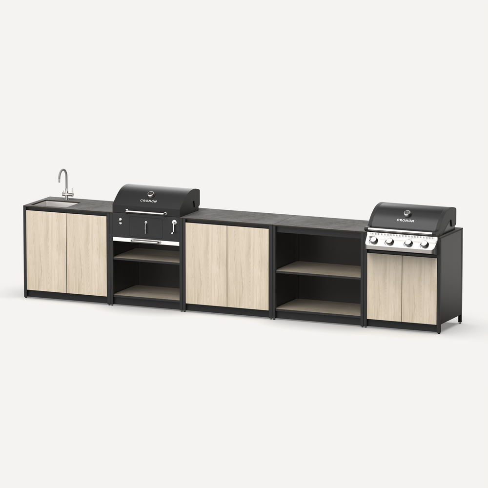 Барбекю комплекс Lounge F-116SGB, 4.3 м, дуб сонома/черный мрамор