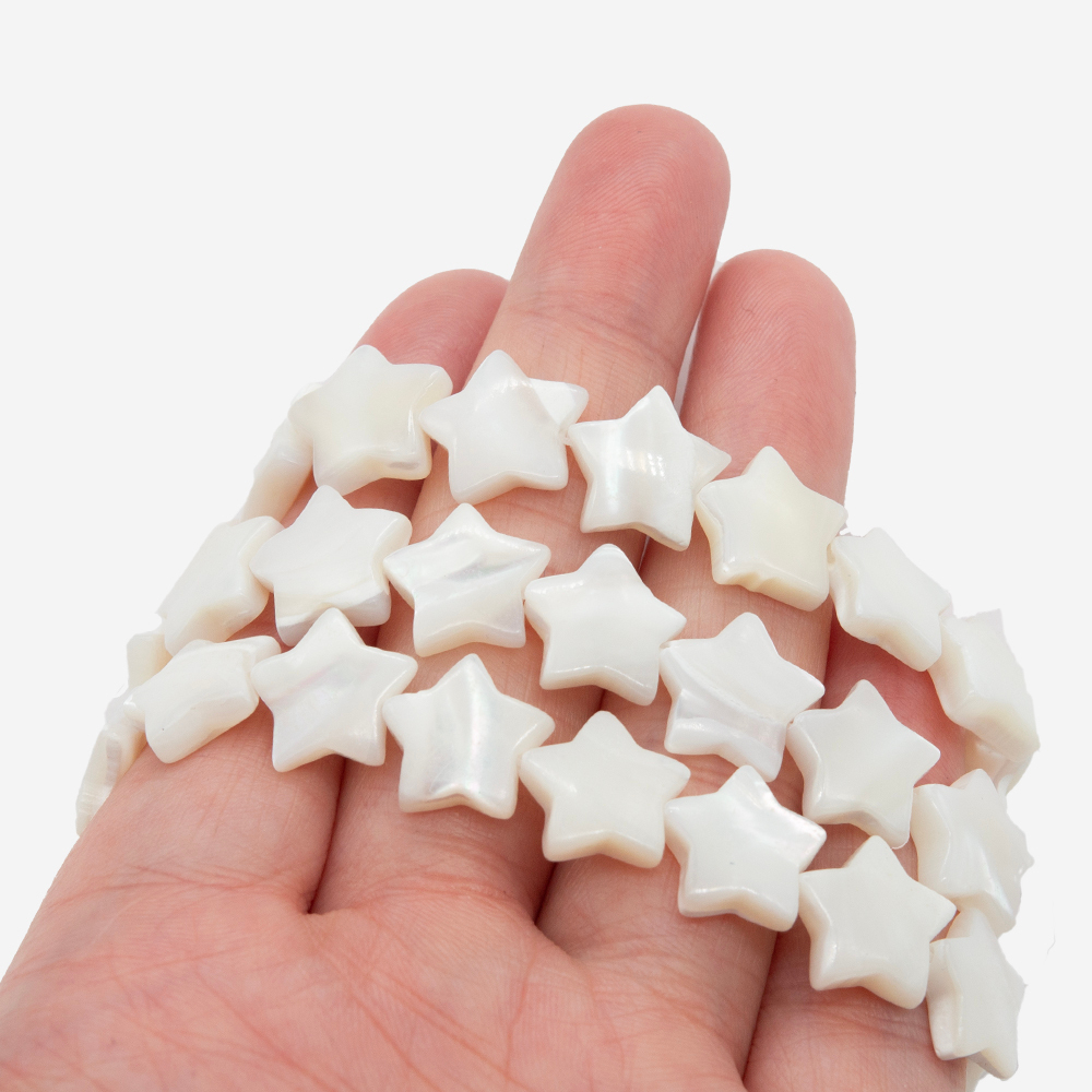 Перламутр морских ракушек, звездочки 12,5мм, белый