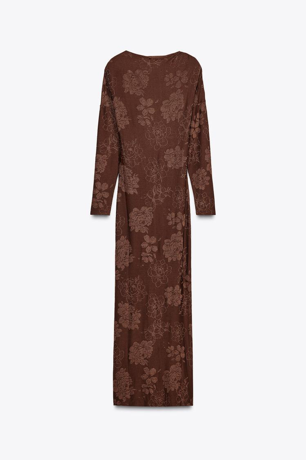 ZARA ЖАККАРДОВОЕ ПЛАТЬЕ С ОТКРЫТОЙ СПИНОЙ, КОРИЧНЕВЫЙ