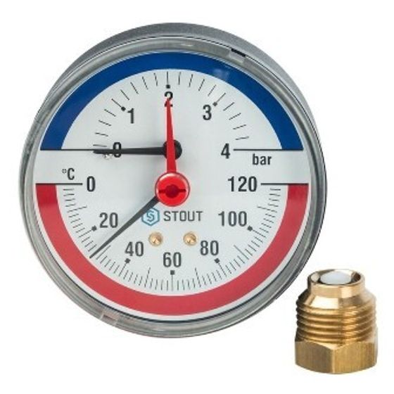 Термоманометр STOUT аксиальный DN80 G1/2&quot; SIM(RIM)-0005-800415