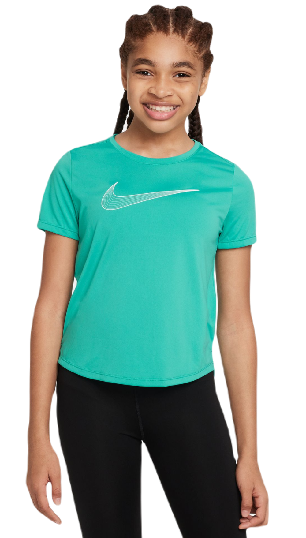 Футболка для девочки теннисная Nike Dri-Fit One Short Sleeve Top GX - clear jade/white