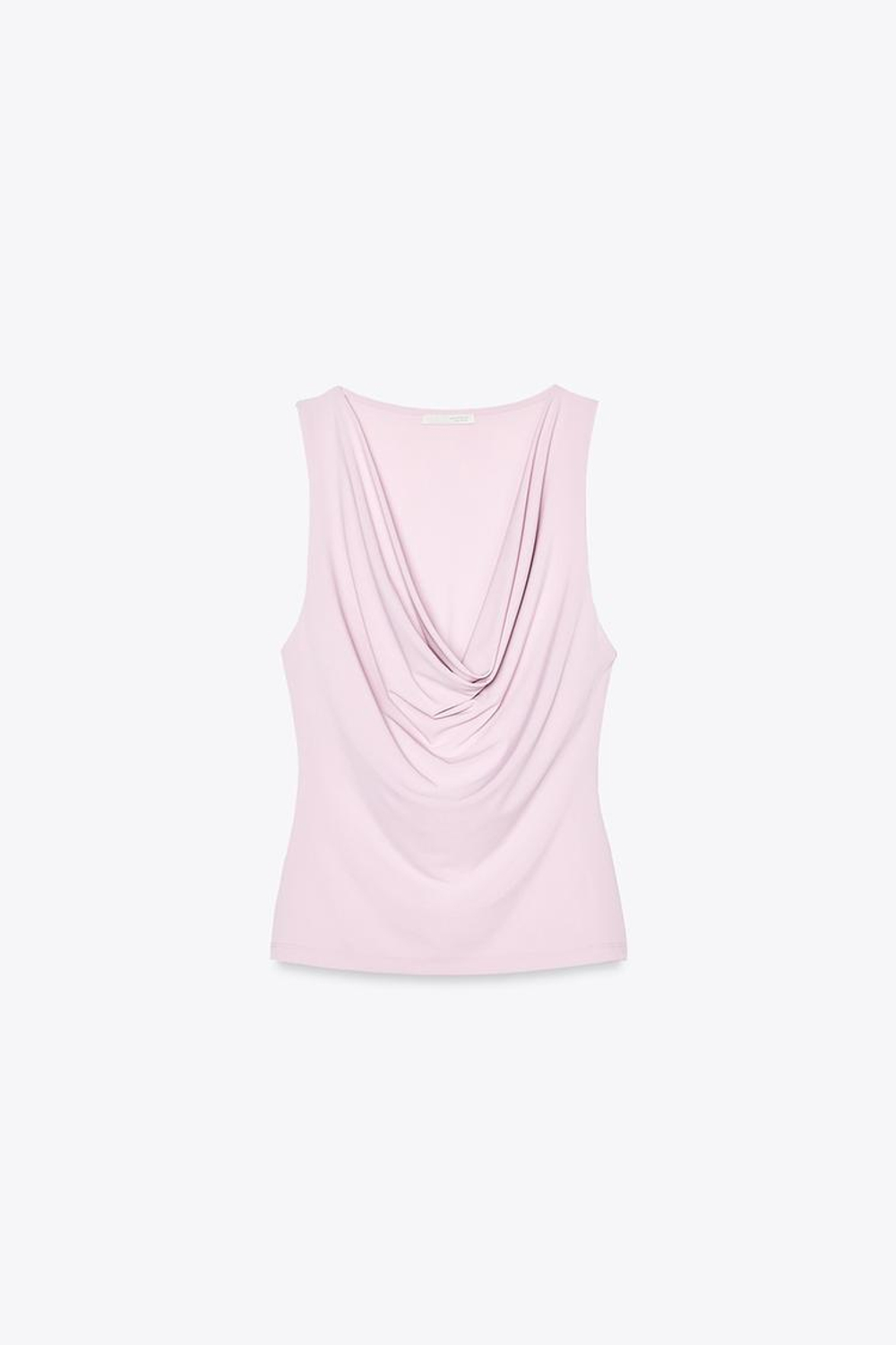 ZARA ТОП ИЗ СТРУЯЩЕЙСЯ ТКАНИ С ДРАПИРОВКОЙ, ЦВЕТ МАЛЬВЫ