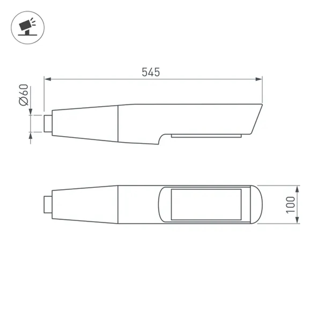 Светильник OXOR-NOXT(with bracket)-545x100-25W Day4000 (BK, 120 deg, 230V) IP65 (Arlight, -) 052476