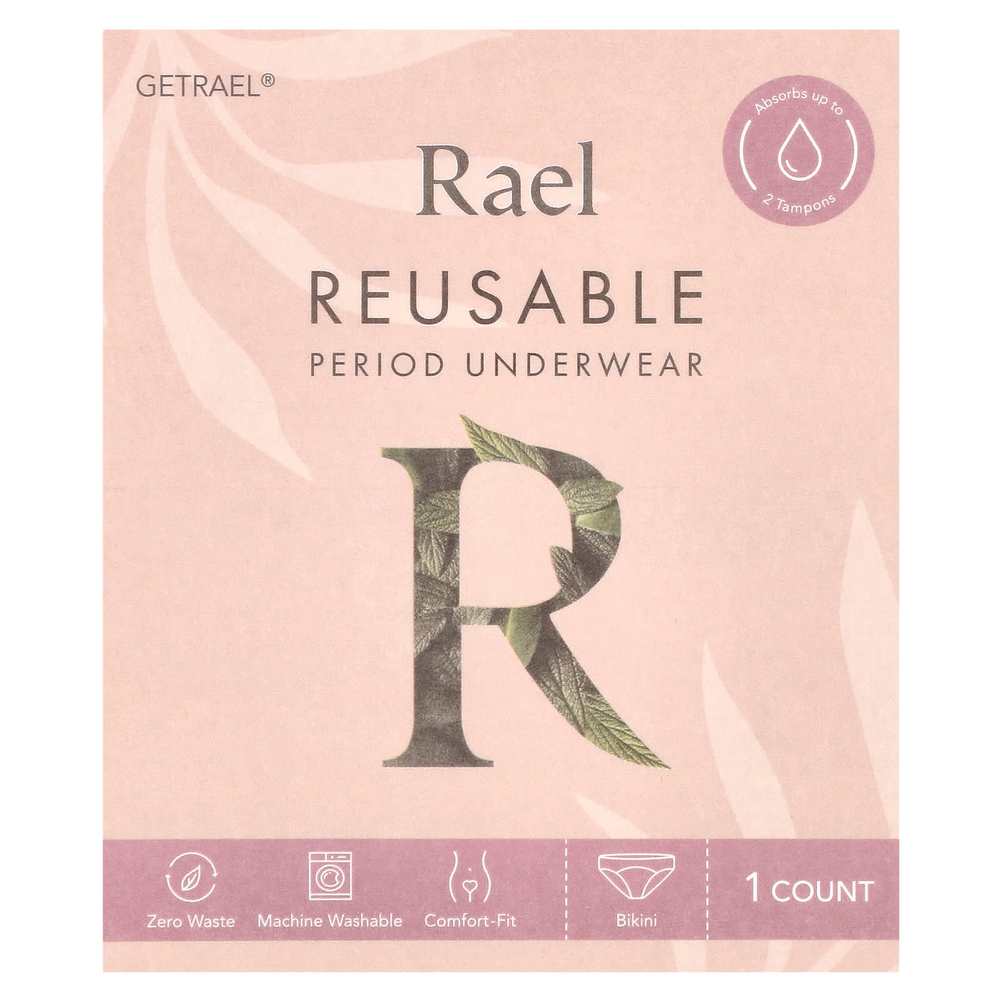 Rael, Многоразовое нижнее белье, бикини, очень большое, черное, 1 шт.