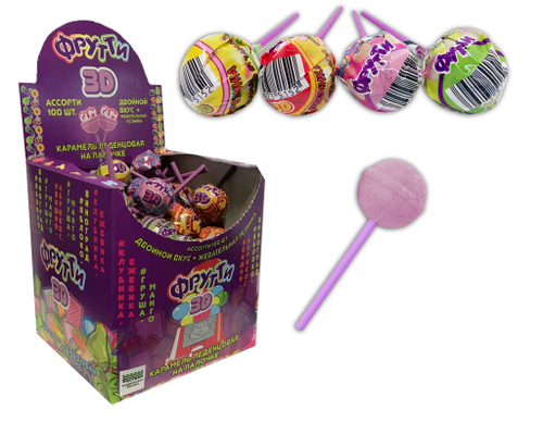 Карам. на пал. "ФРУТТИ " 3D с жев. рез. 12*100шт*12г