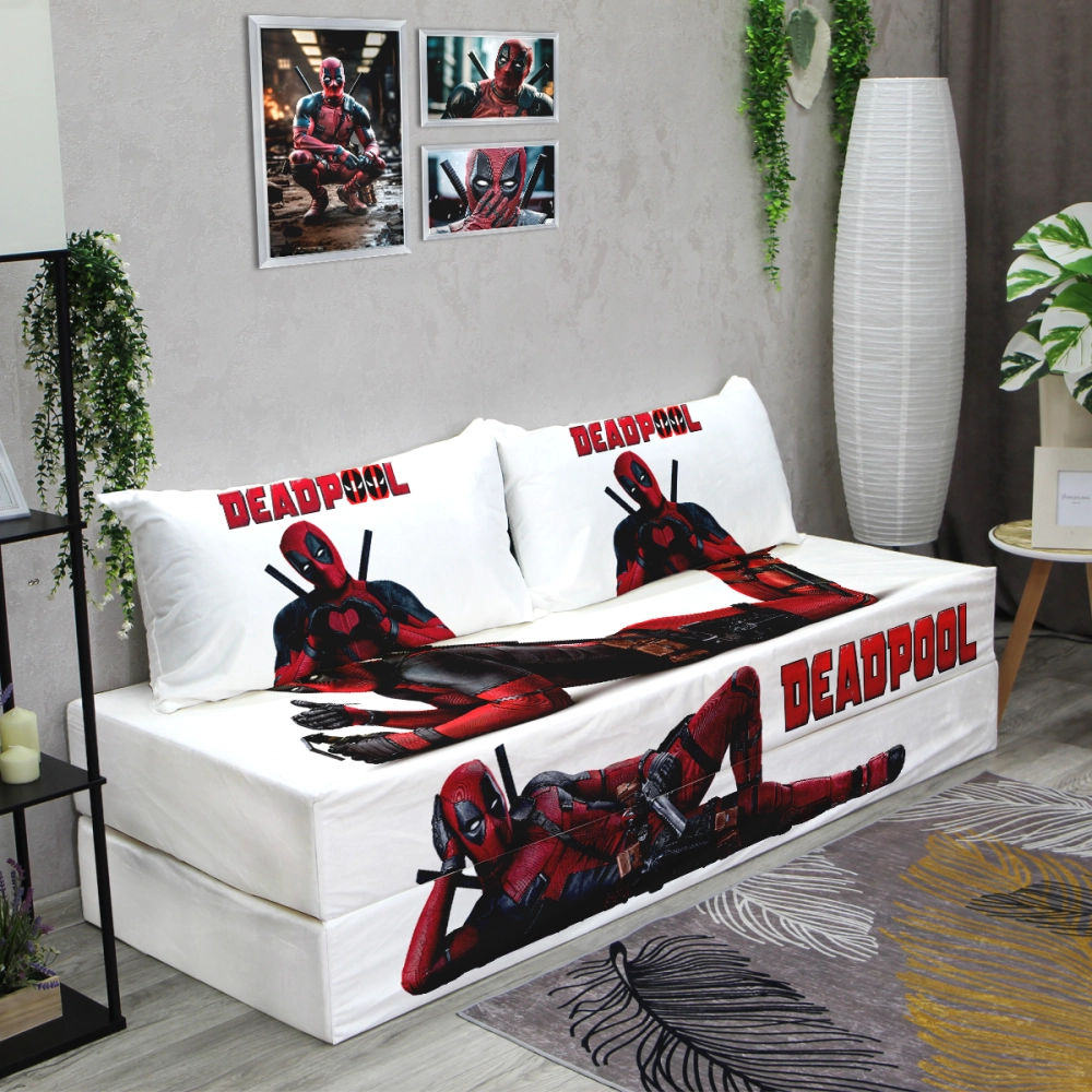 Бескаркасный диван кровать раскладной "Deadpool"