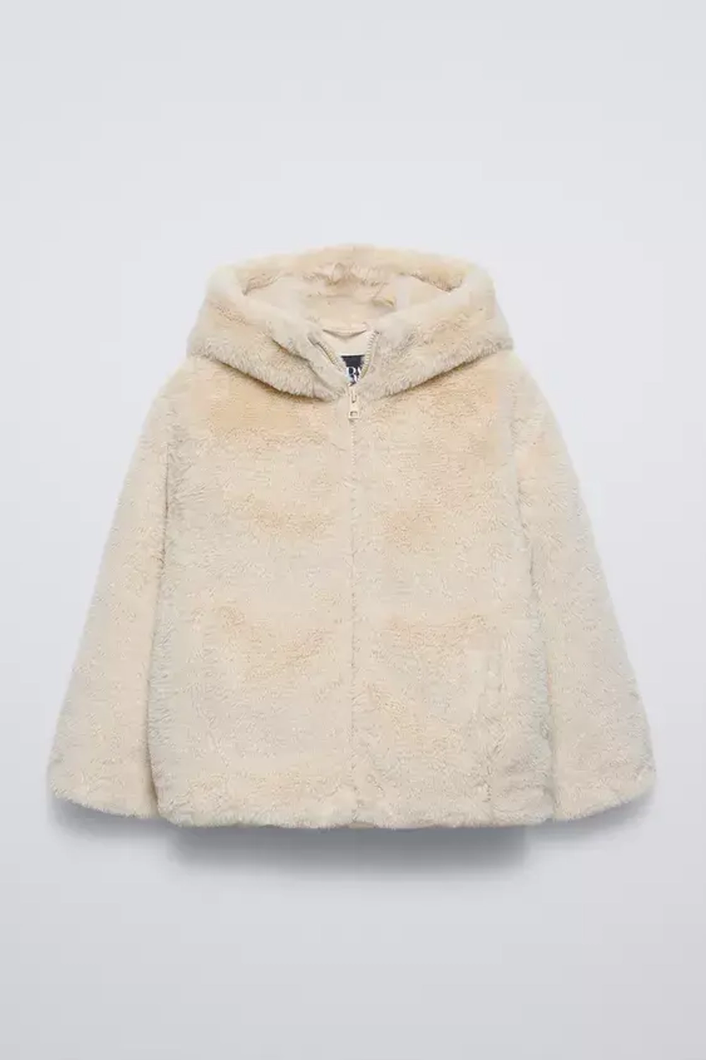ZARA КУРТКА С КАПЮШОНОМ ИЗ ИСКУССТВЕННОГО МЕХА, СВЕТЛО-БЕЖЕВЫЙ