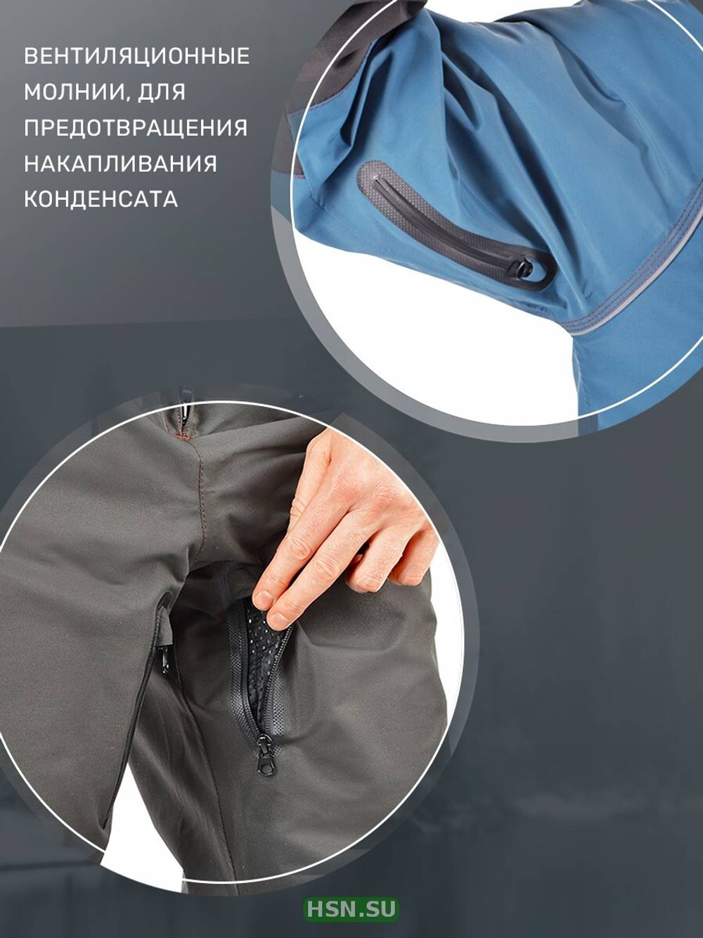 Костюм-поплавок мужской зимний "Rescuer V prosport"-45, hardguard, бирюза (зеленые молнии), ХСН