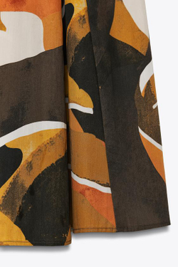 ZARA ЮБКА ИЗ ПОПЛИНА С ПРИНТОМ И РЕМНЕМ, РАЗНОЦВЕТНЫЙ