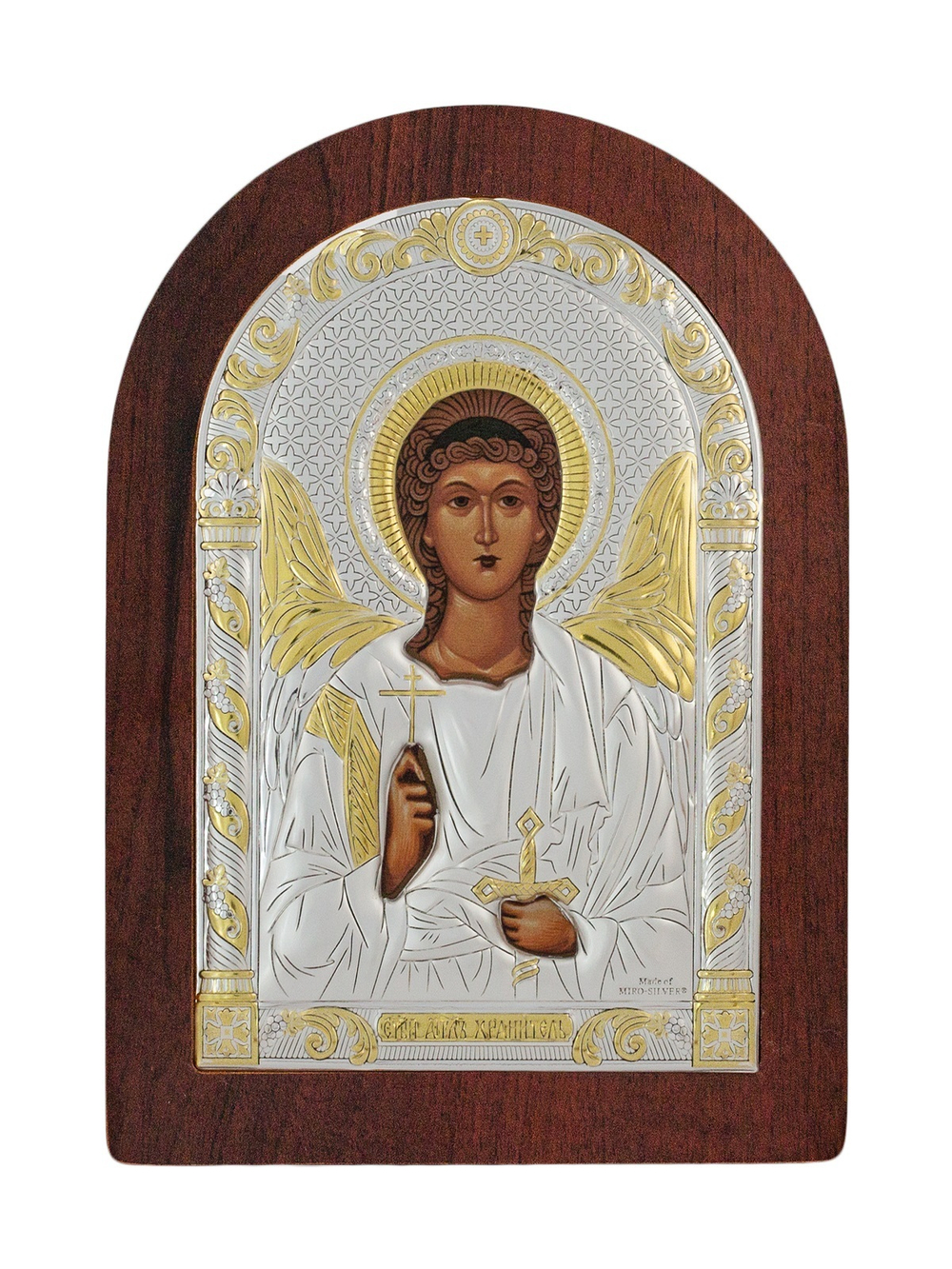 Ангел Хранитель, икона арочная, красное дерево 120х160