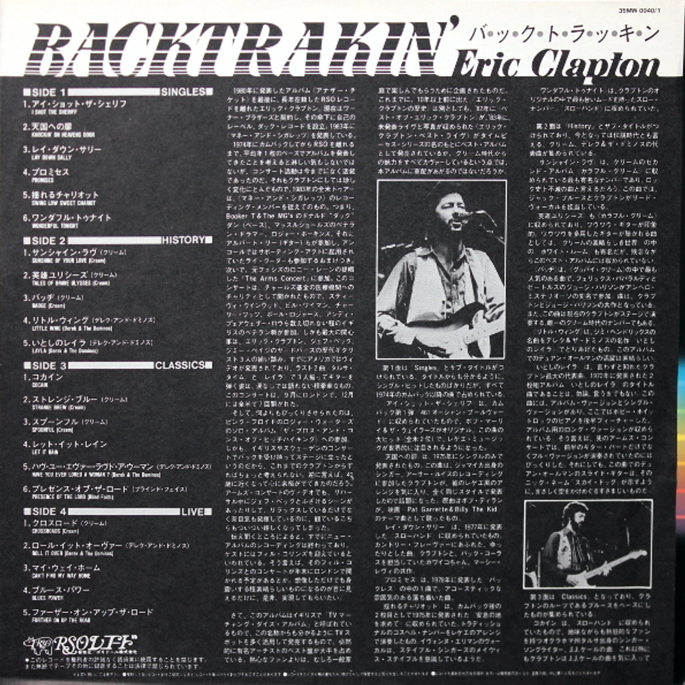 Eric Clapton / Backtrackin' (22 Tracks Spanning The Career Of A Rock Legend) (2LP)