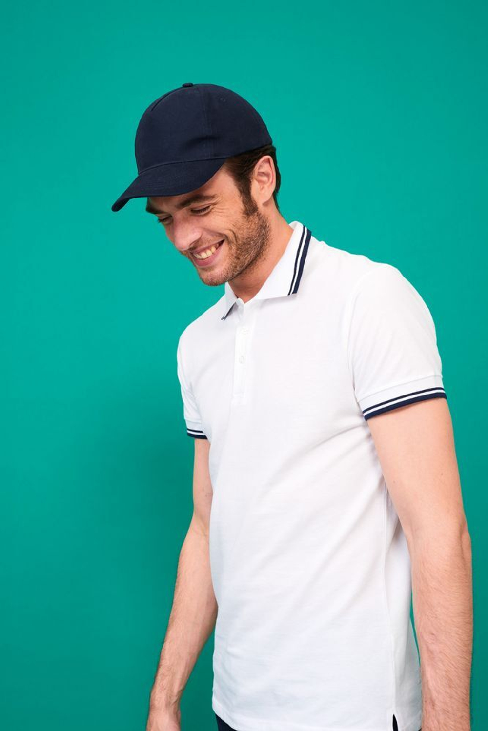 Бейсболка Long Beach, темно-синяя с белым