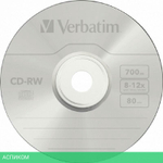 CD-RW диск Verbatim 700MB 12x Cake Box (43480)
