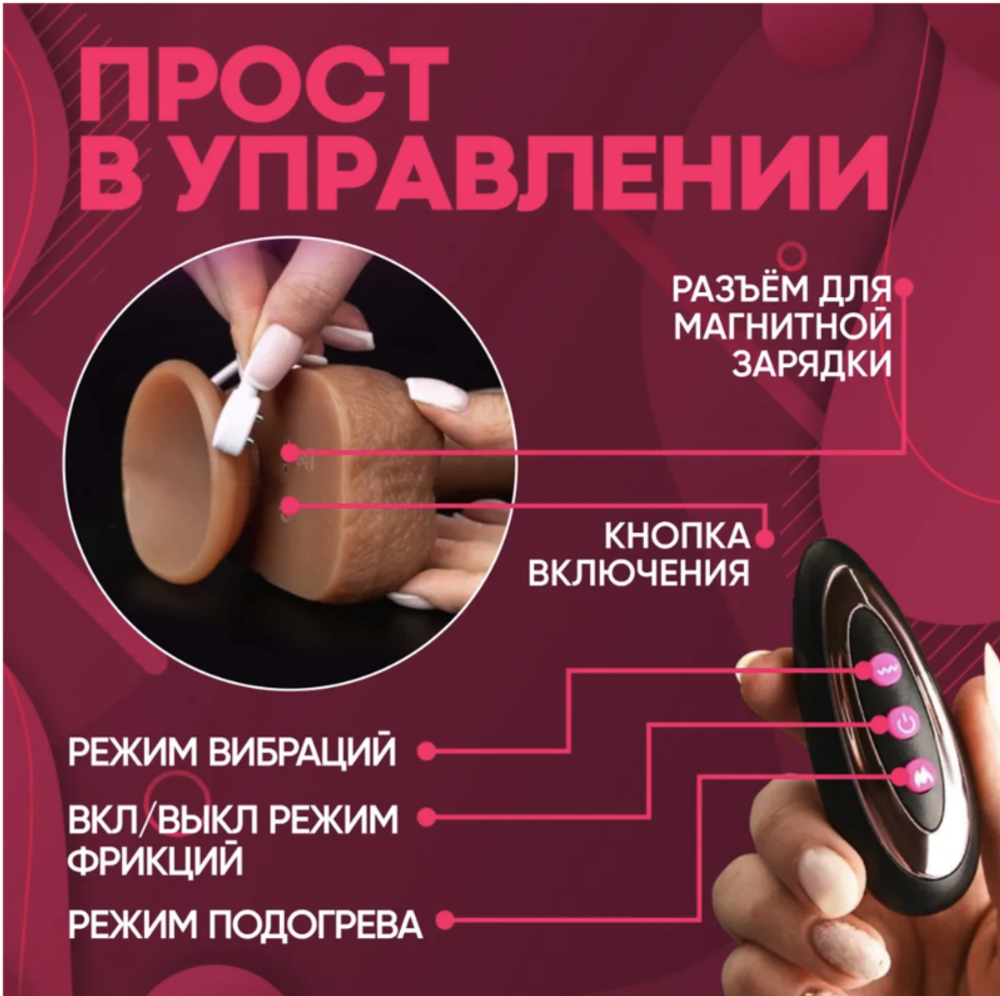 Вибратор женский реалистичный с фрикциями с пультом