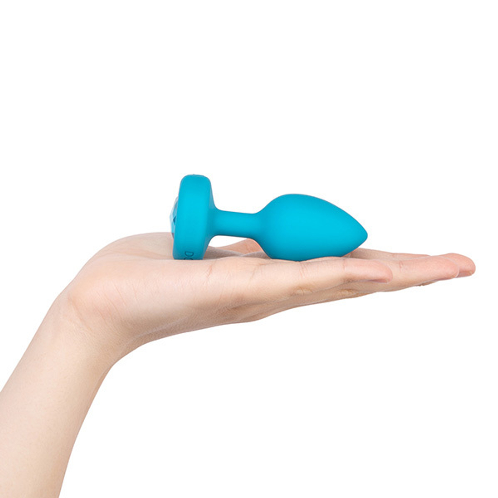 Бирюзовая вибрирующая втулка b-Vibe Vibrating Jewel Plug S/M BV-030-TL