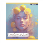 Тетрадь 48л., А5, клетка, Alingar "Аesthetic", скрепка, мелованный картон (стандарт), блок офсет, 4 дизайна в пленке т/у