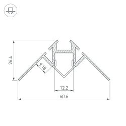 Профиль ARH-DECORE-S12-INT-2000 ANOD внутренний (Arlight, Алюминий) 023868