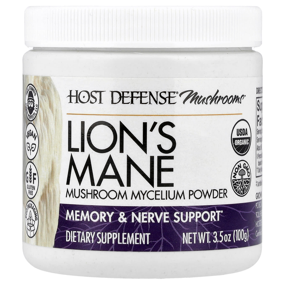 Host Defense, Host Defense® Mushrooms™, ежовик гребенчатый, порошок грибного мицелия, 100 г (3,5 унции)