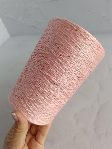 Тенсель100%+пайетки - 500гр - нежно-розовый - 100гр/600м