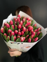 Букет тюльпанов 51шт в цветочной газете.