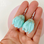 LEFIREL' Серьги серебряные женские "Эвелина" с цветами из муранского стекла / ювелирные украшения из родированного серебра 925