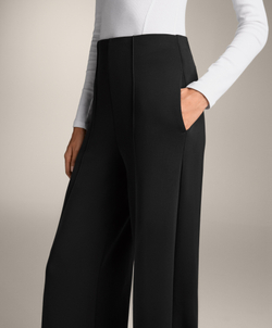 OYSHO Брюки прямого кроя из мягкого со складками, черный